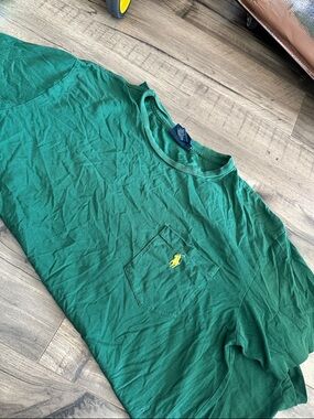 Polo Green Pocket T-Shirt with Yellow Pony Logo